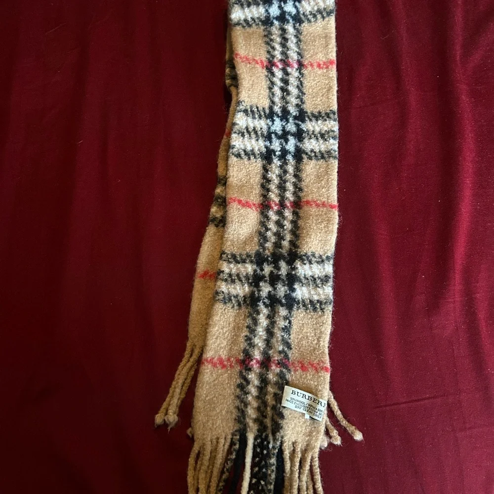 Burberry Tan and Black Checkered Scarf